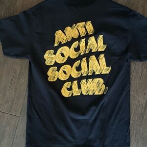 Anti Social Social Club Navy Tee with Yellow Graphics